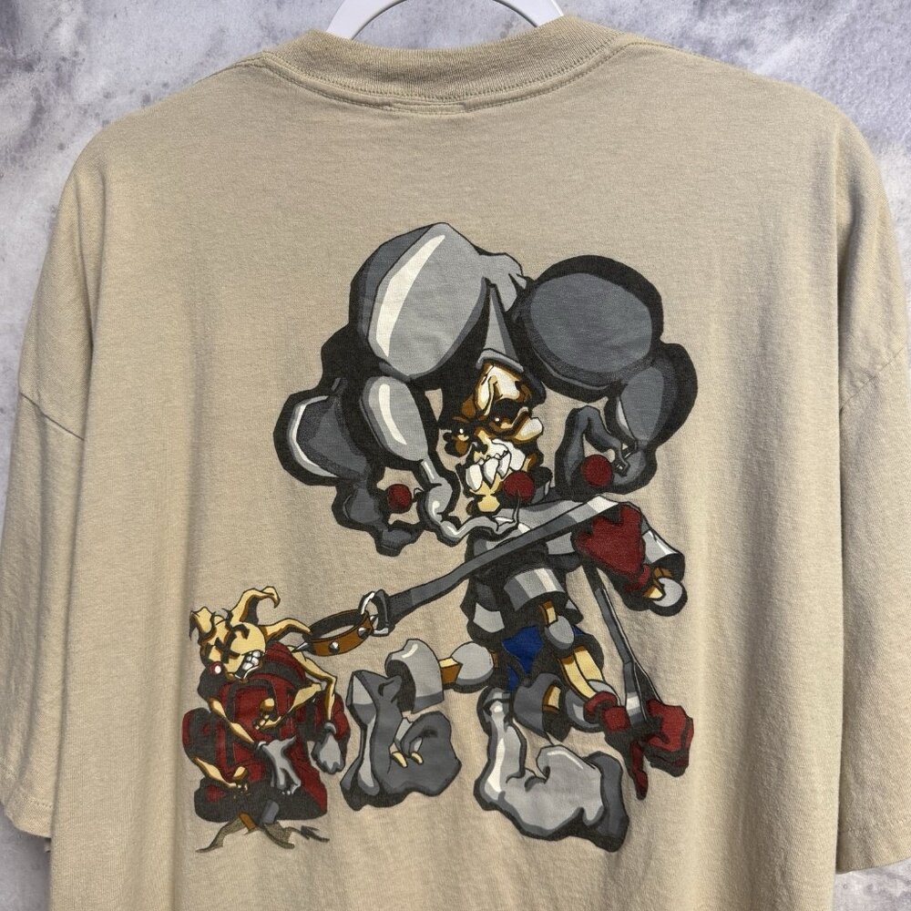 Vintage Bullhead Jester T Shirt Mens 2XL 25x30 Brown Y2k 90s Skate